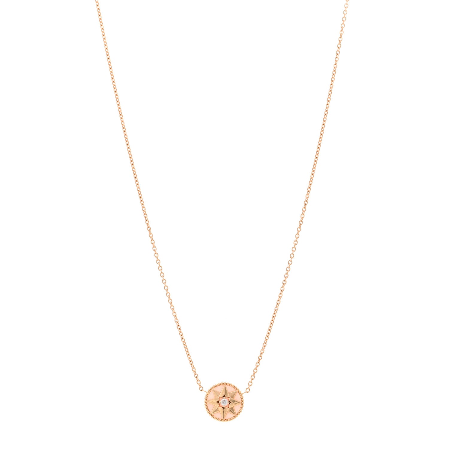 Christian Dior 18K Rose Gold Diamond Pink Opal Rose Des Vents Necklace 1 of 5