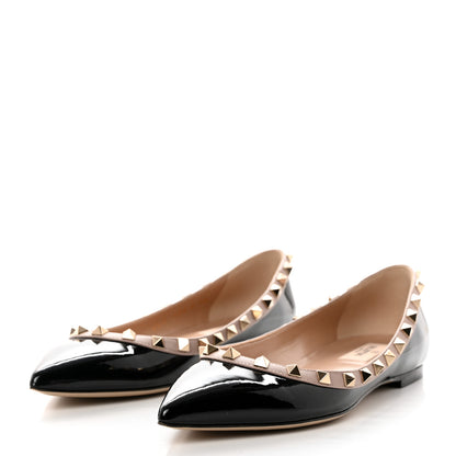 Valentino Garavani Patent Nappa Rockstud Ballerina Flats 38 Black Poudre 3 of 8