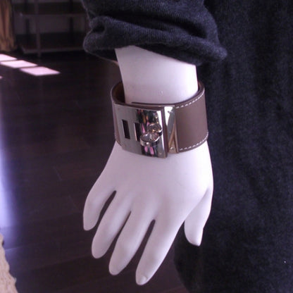 Hermes Swift Leather Kelly Dog Bracelet Cuff Etoupe 2 of 6