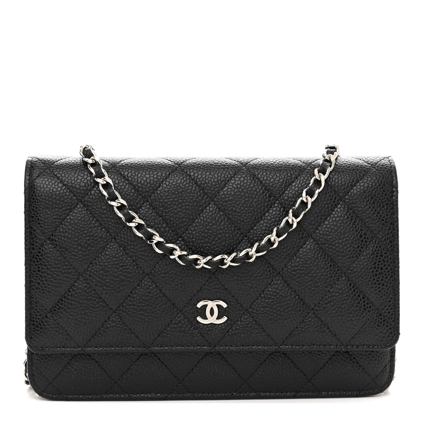 Caviar Quilted Wallet on Chain WOC Black
