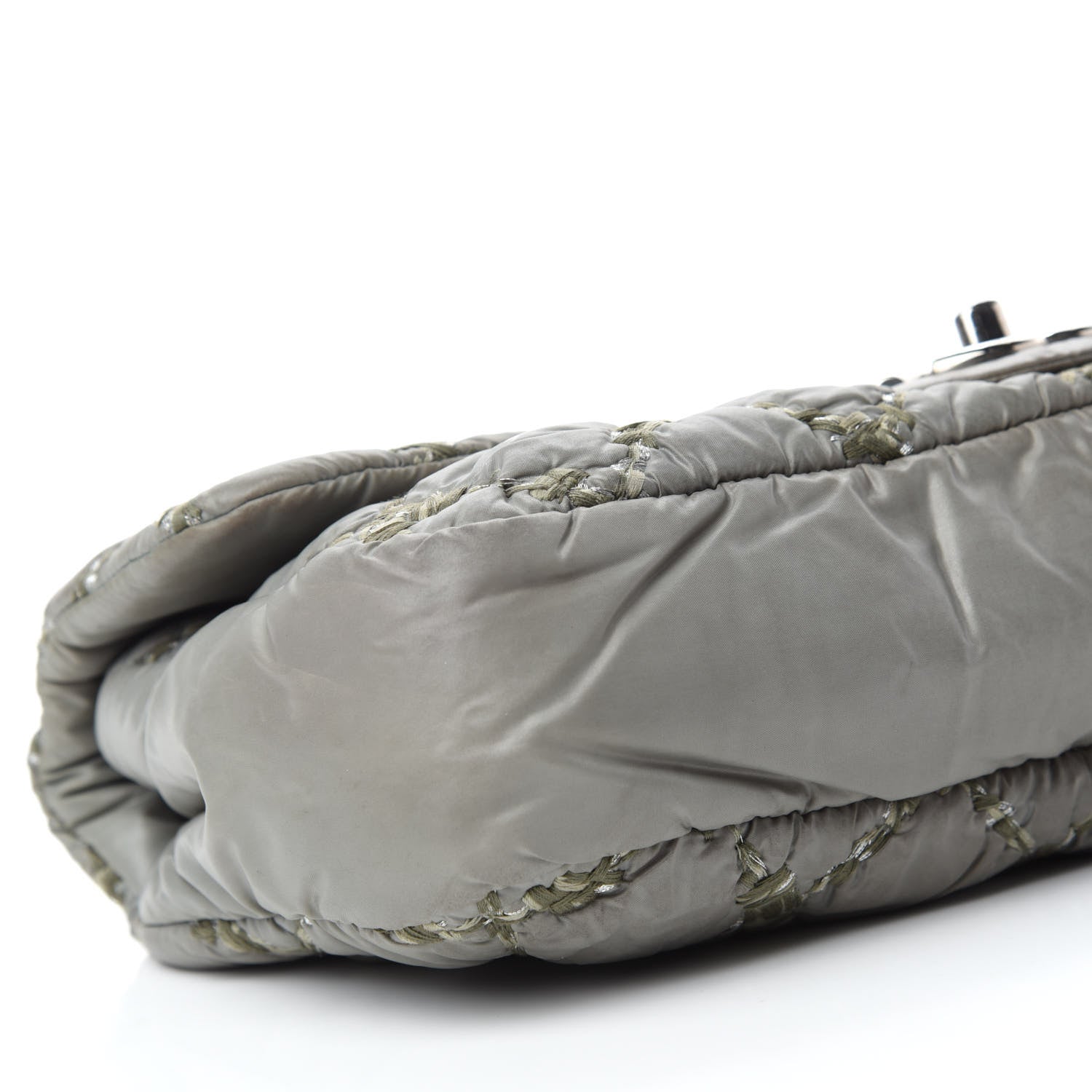 Chanel Nylon Quilted Medium Tweed on Stitch Bubble Flap Grey 5 of 9