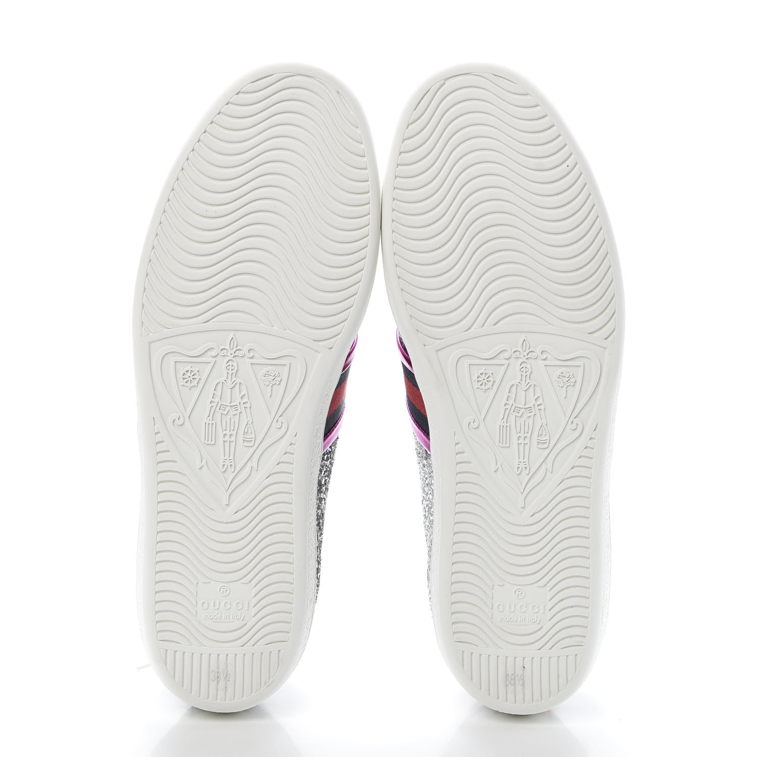 Gucci Glitter Web Womens Ace Sneakers 38.5 Silver 6 of 12