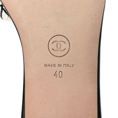 Chanel Pearl Embroidery CC Mules 40 Black White 7 of 10