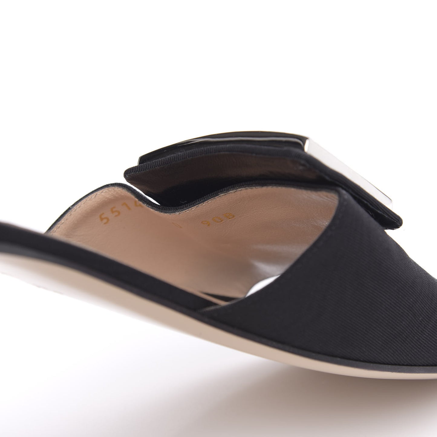 Moire Fabric Crystal Square G Madelyn Slide Sandals 40 Black