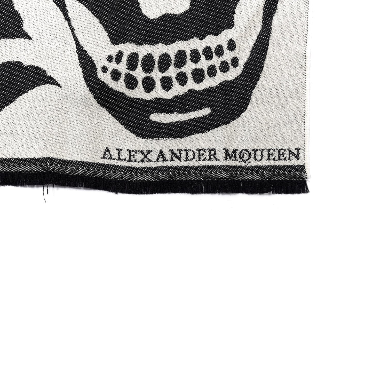 Wool Skull Bird Stole Scarf Black