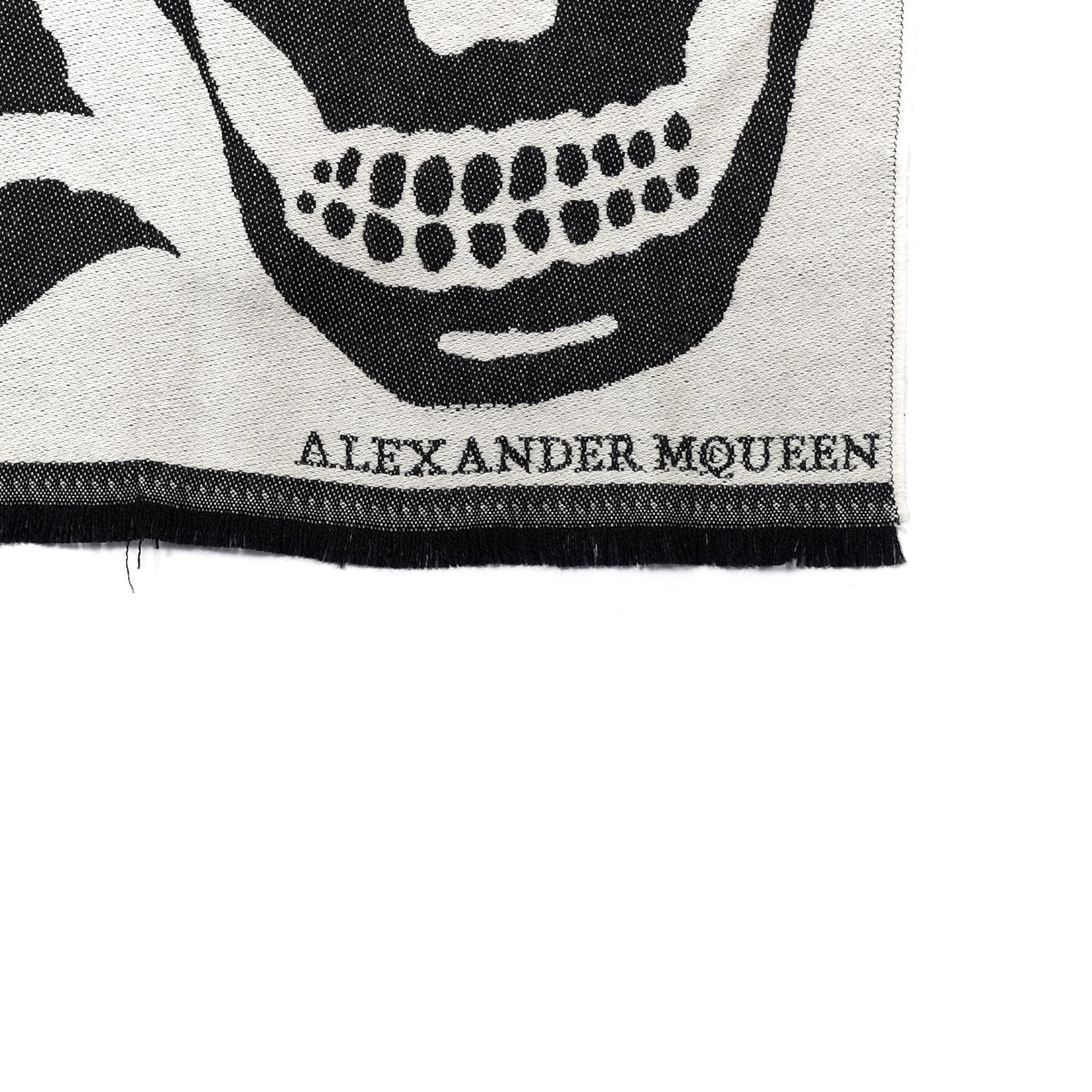 Alexander McQueen Wool Skull Bird Stole Scarf Black 3 of 8