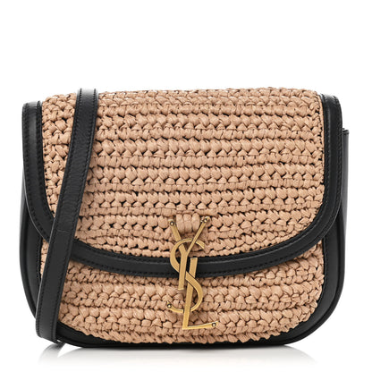 Saint Laurent Woven Raffia Monogram Kaia Satchel Tan 1 of 12
