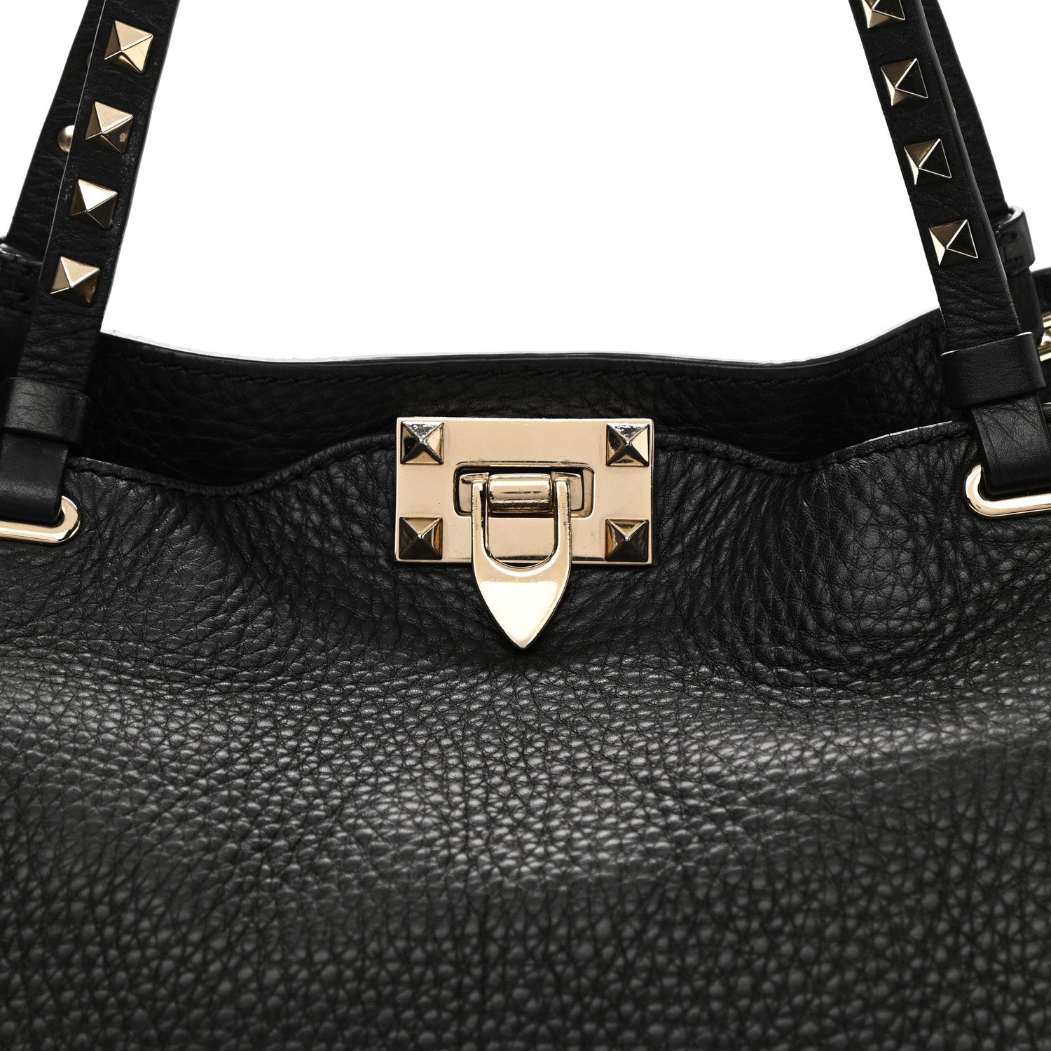 Valentino Garavani Pebbled Calfskin Medium Rockstud Tote Black 7 of 12