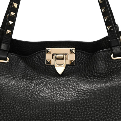 Valentino Garavani Pebbled Calfskin Medium Rockstud Tote Black 7 of 12
