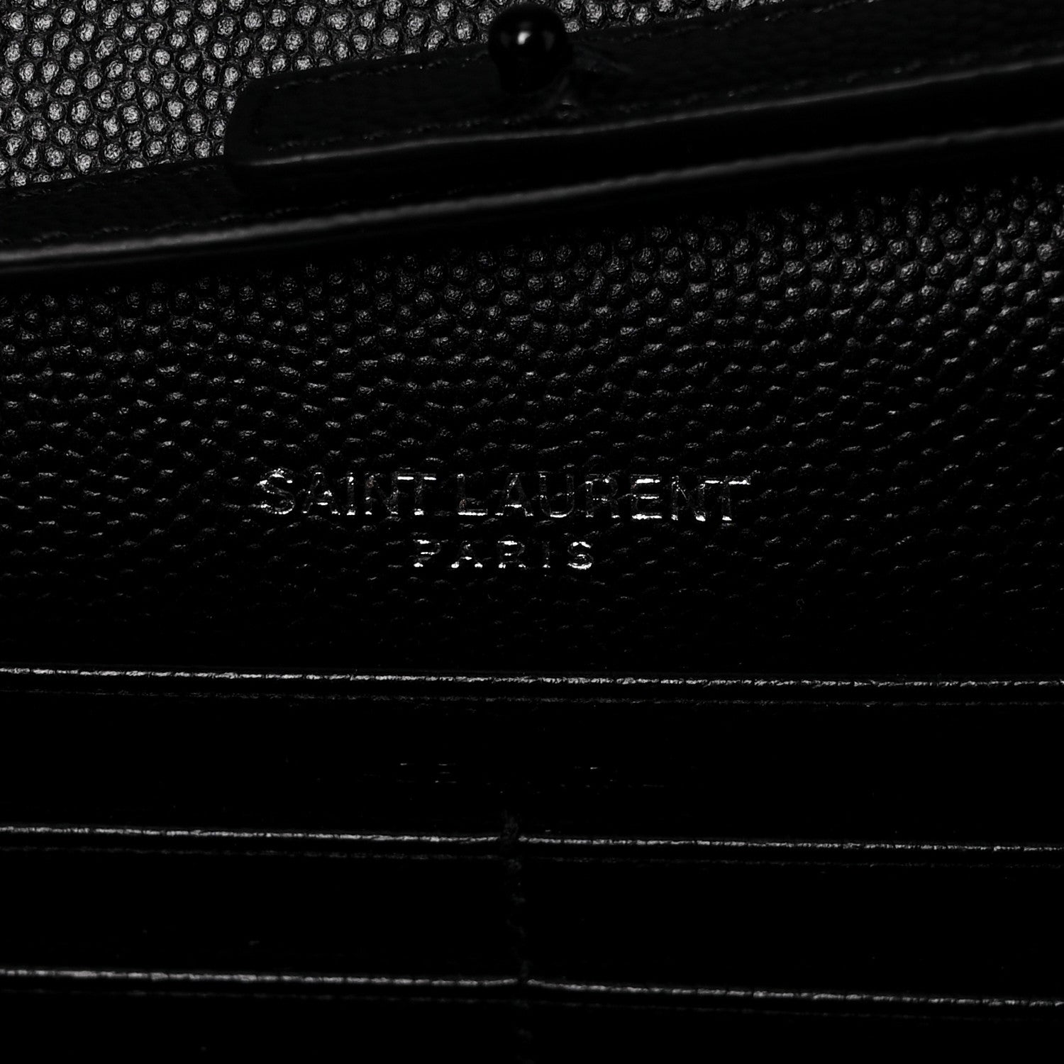 Saint Laurent Grain De Poudre Matelasse Chevron Monogram Chain Wallet Black 6 of 8