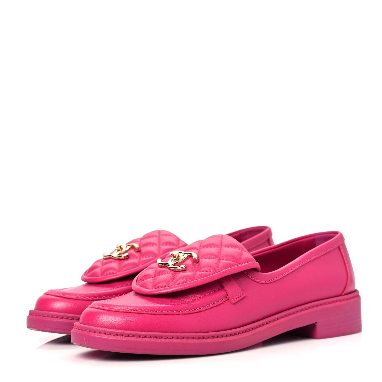 Chanel Lambskin Quilted CC Turnlock Loafers 39.5 Fuchsia 3 of 8