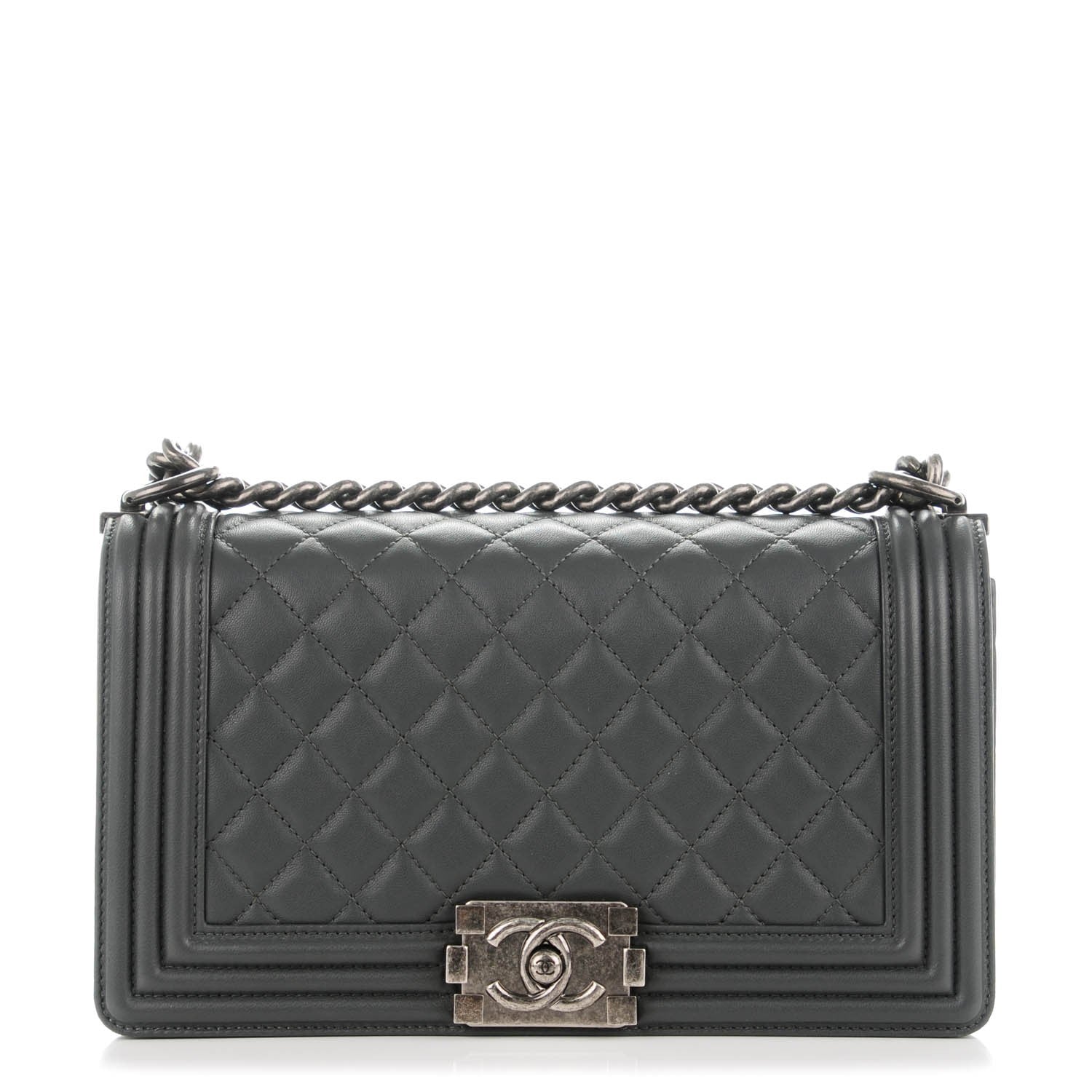 Chanel Lambskin Quilted Medium Boy Flap Dark Grey 1 of 8