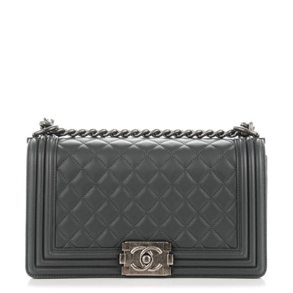 Chanel Lambskin Quilted Medium Boy Flap Dark Grey 1 of 8