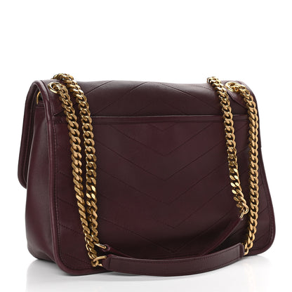 Saint Laurent Lambskin Matelasse Monogram Medium Niki Chain Satchel Burgundy 3 of 10