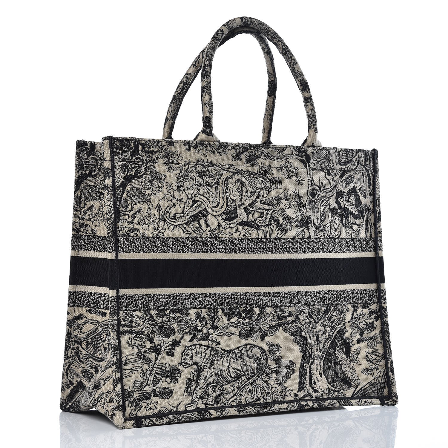 Christian Dior Canvas Embroidered Large Dioriviera Toile De Jouy Book Tote Blue 3 of 11