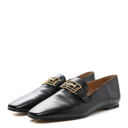 Hermes Goatskin Womens Time Loafers 36.5 Black 3 of 7