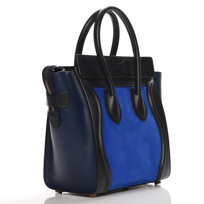 Celine Nubuck Calfskin Suede Micro Tri-Color Luggage Bright Blue 3 of 7