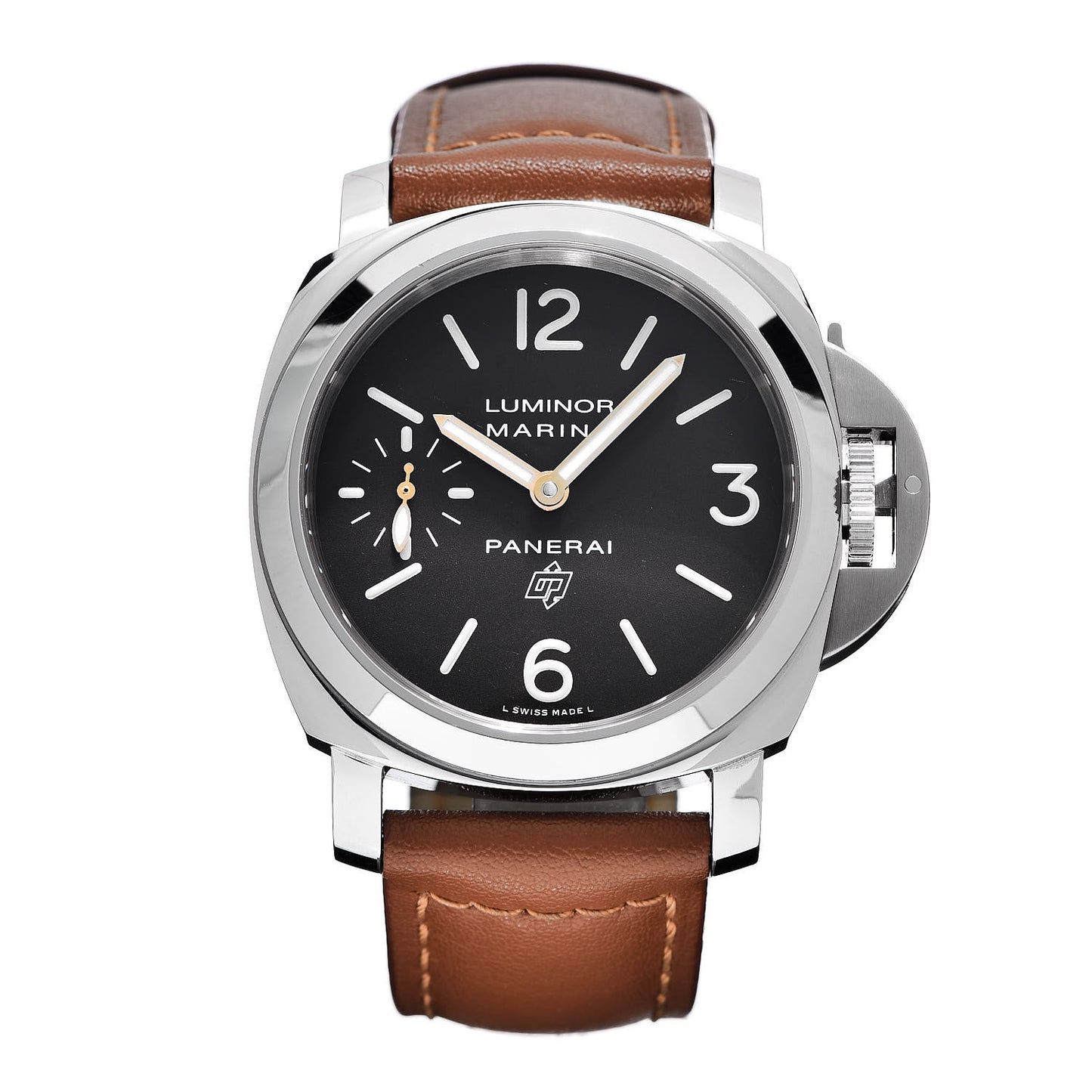 Stainless Steel Calfskin 44mm Luminor Marina Base Logo Manual Winding Watch Black PAM00632