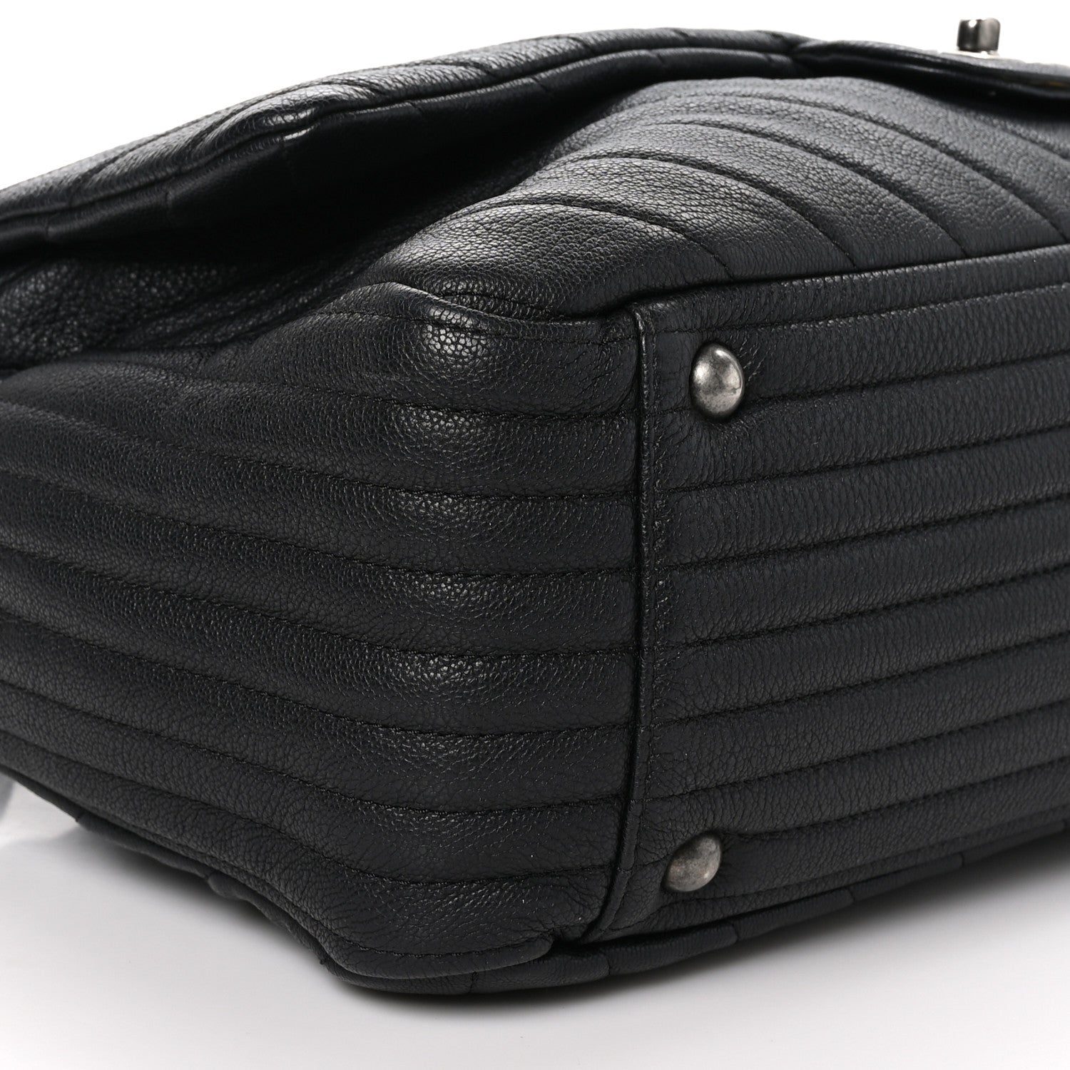 Chanel Calfskin Chevron Quilted XXL Travel Flap Bag Black 10 of 11