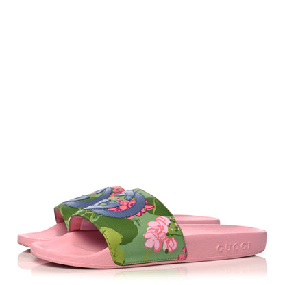 Gucci X KEN SCOTT Rubber Infinity Zia Interlocking G Womens Pool Slide Sandals 37 Green Lilac Bright Splash 3 of 8