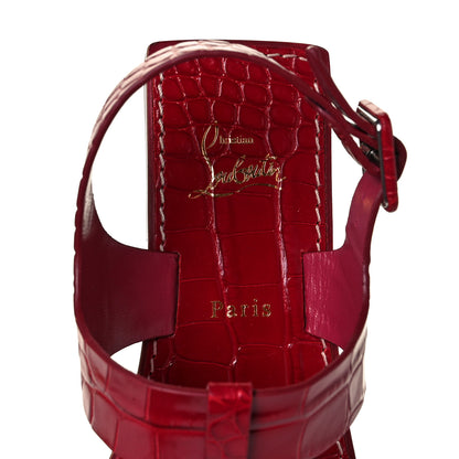 Christian Louboutin Calfskin Alligator Embossed Cubongo Flat Sandals 38 Persan 7 of 8