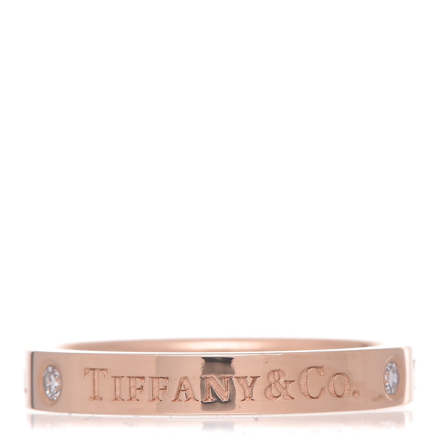 18K Rose Gold Diamond 3mm Logo Band Ring 50 5.25