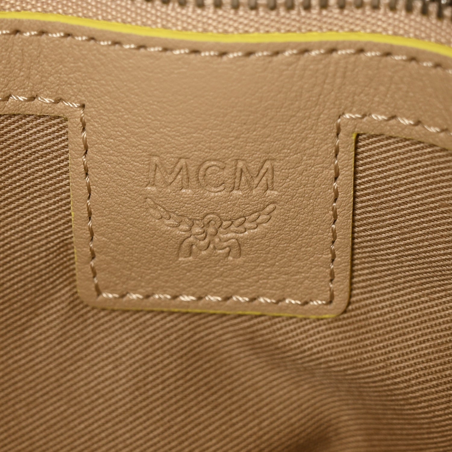 MCM Calfskin Ottomar Monogram Aren Crossbody Pouch Beige Croissant 6 of 6