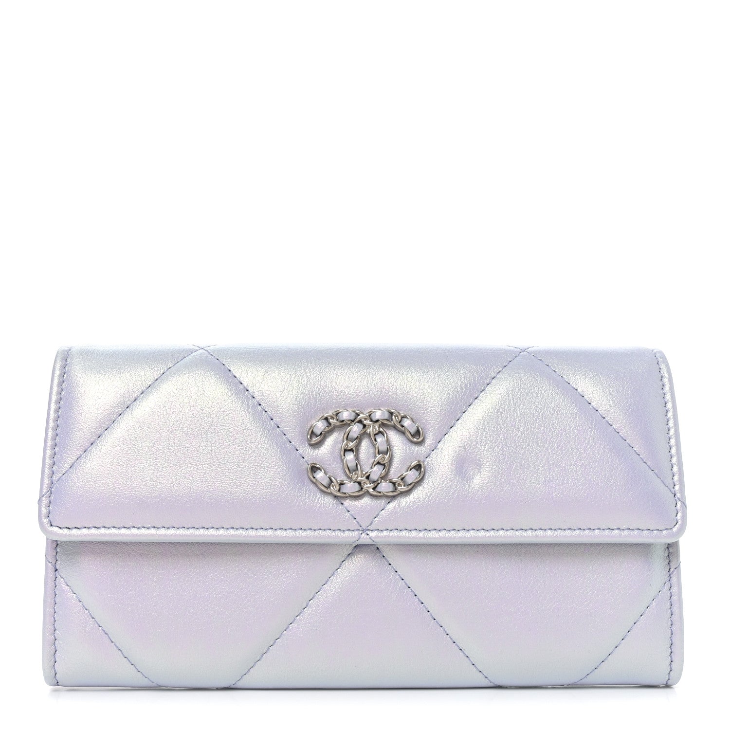 Chanel Iridescent Calfskin Quilted Chanel 19 Flap Wallet Light Purple 1 of 9