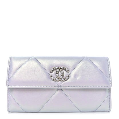 Chanel Iridescent Calfskin Quilted Chanel 19 Flap Wallet Light Purple 1 of 9