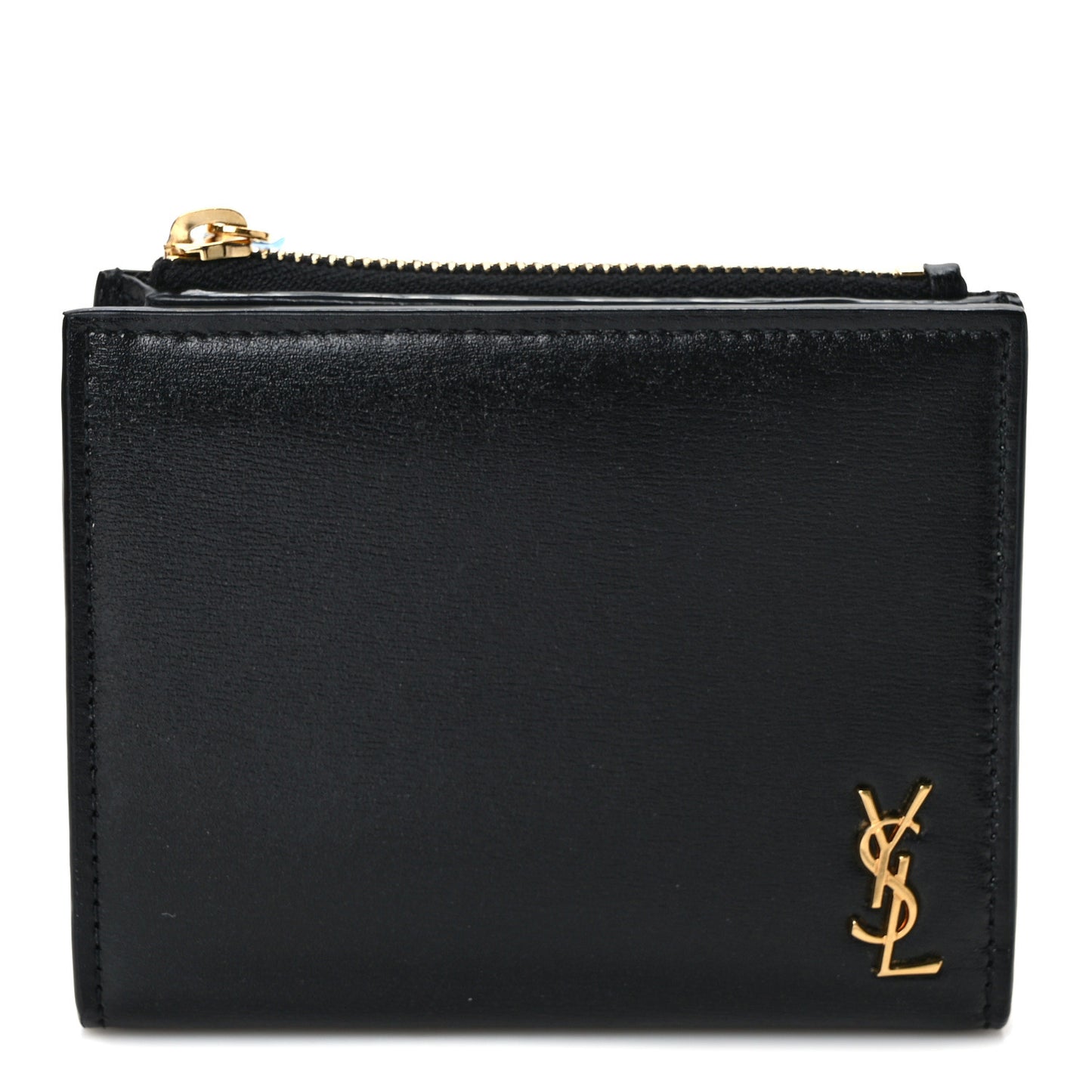 Calfskin Compact Zip Wallet Black