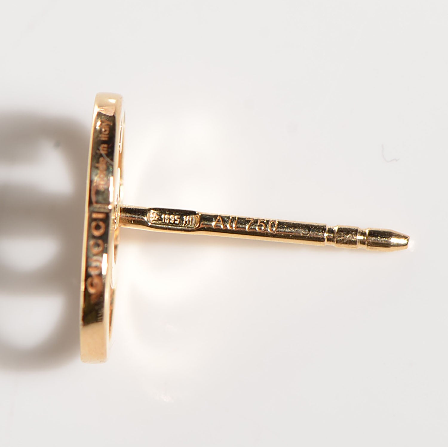 Gucci 18K Yellow Gold GG Tissue Stud Earrings 10 of 12