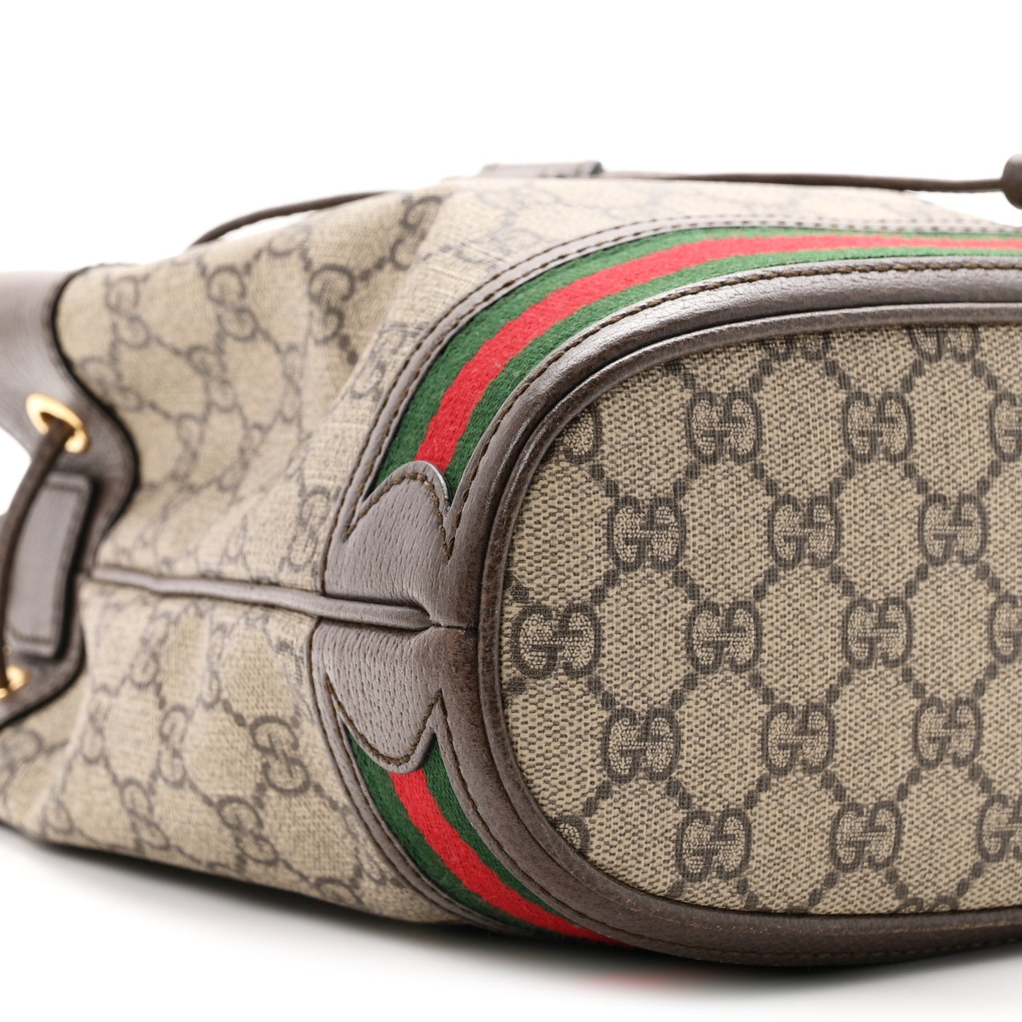 GG Supreme Monogram Web Small Ophidia Bucket Bag Brown