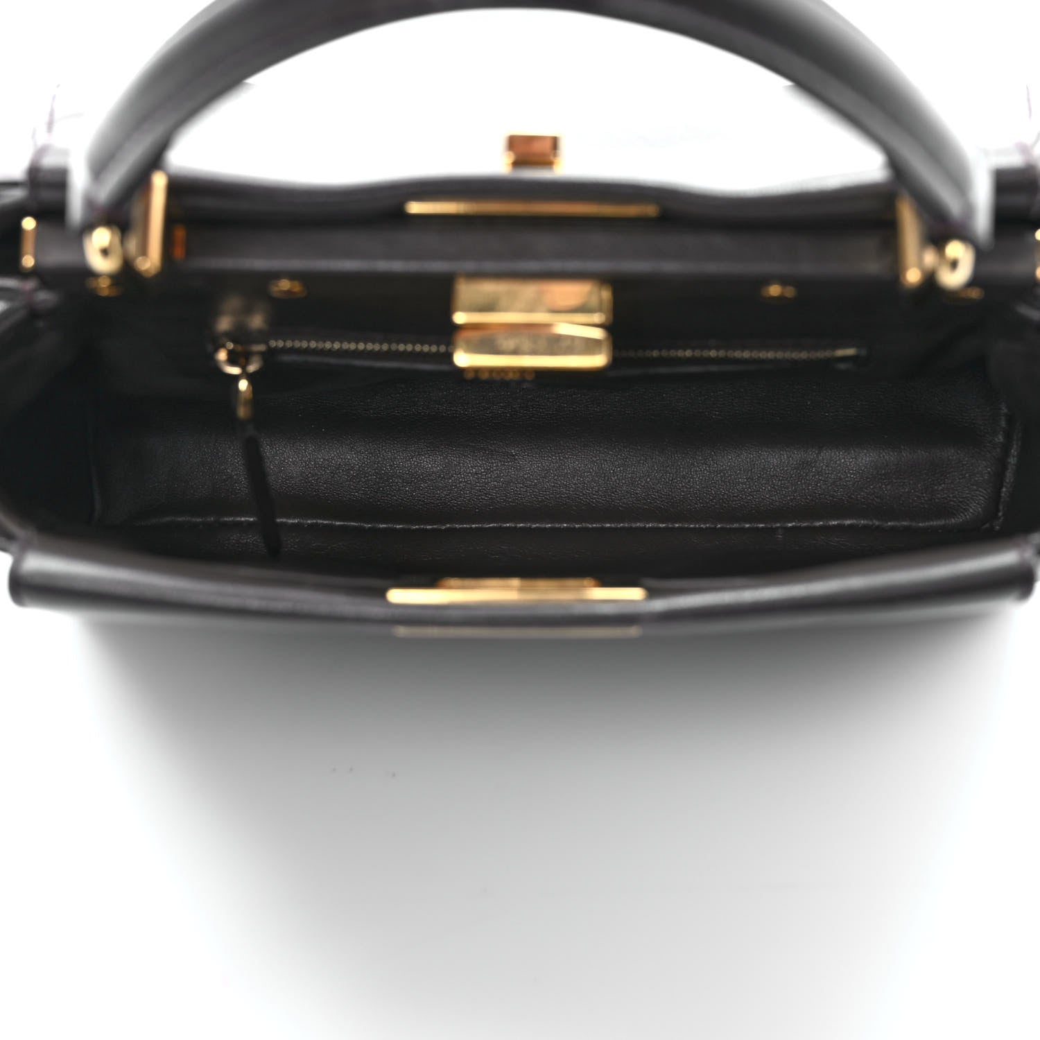 Fendi Nappa Mini Peekaboo Iconic Satchel Carbone 5 of 13
