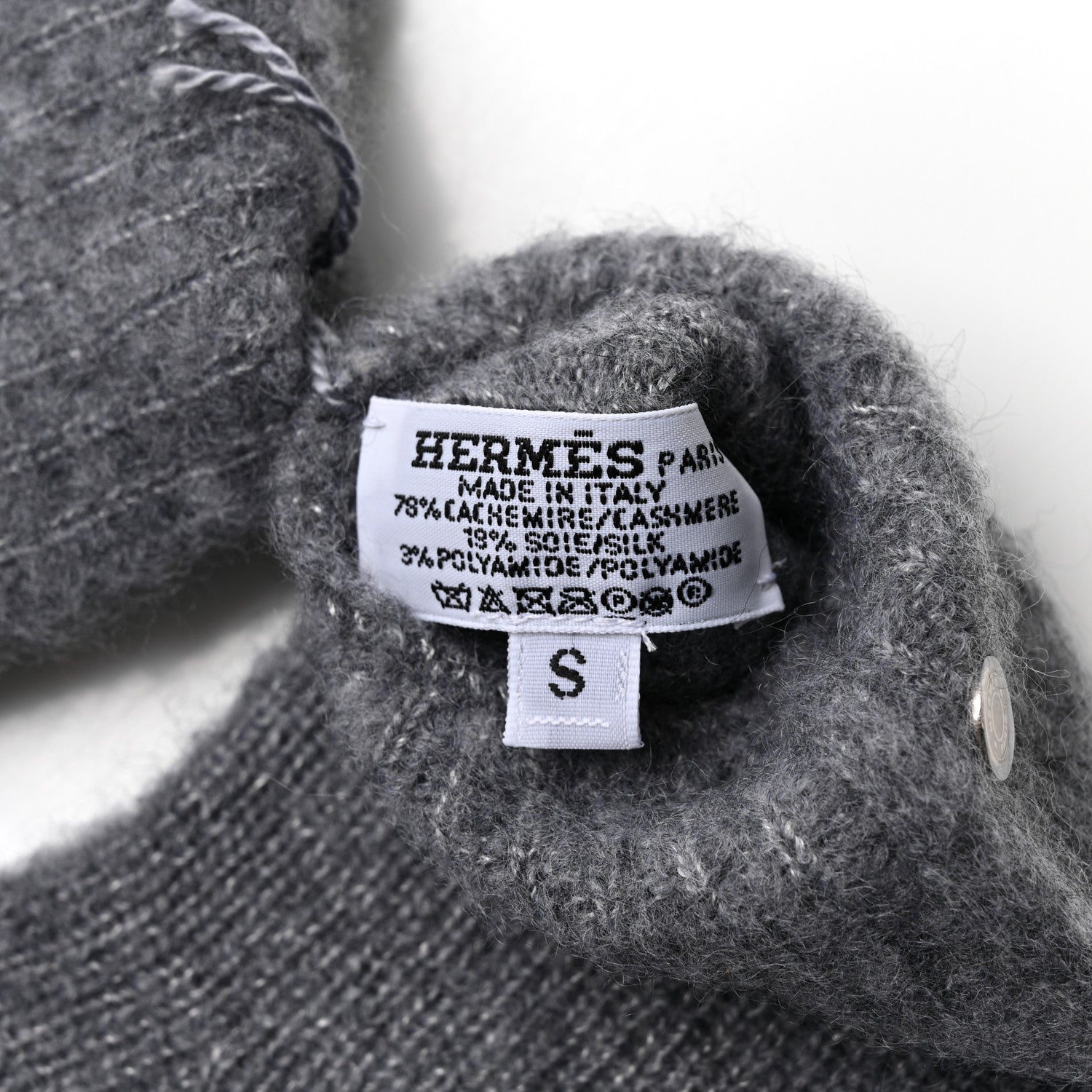 Hermes Cashmere Silk Knit Diva Gloves S Gris 3 of 4