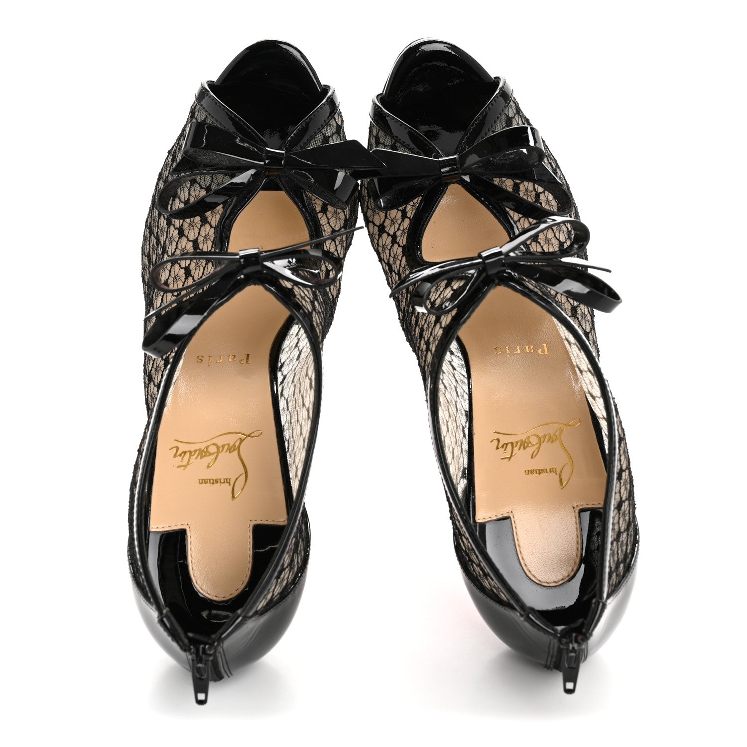 Christian Louboutin Patent Fishnet Lace Empiralta 120 Pumps 38 Black 2 of 8