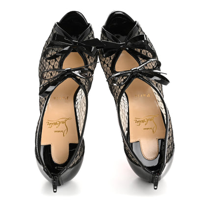 Christian Louboutin Patent Fishnet Lace Empiralta 120 Pumps 38 Black 2 of 8