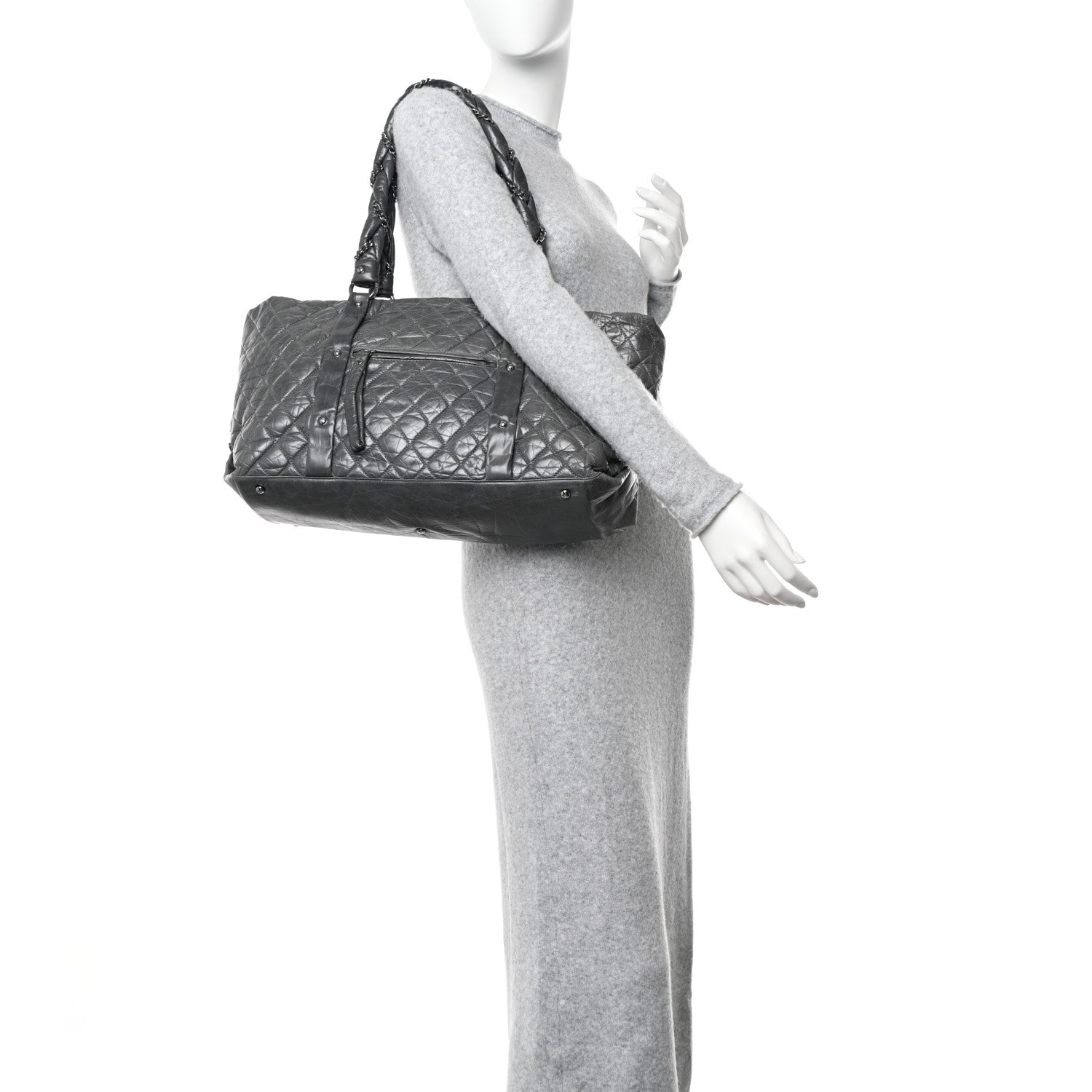 Chanel Aged Calfskin Vintage Ligne XL Lady Braid Tote Grey 2 of 10