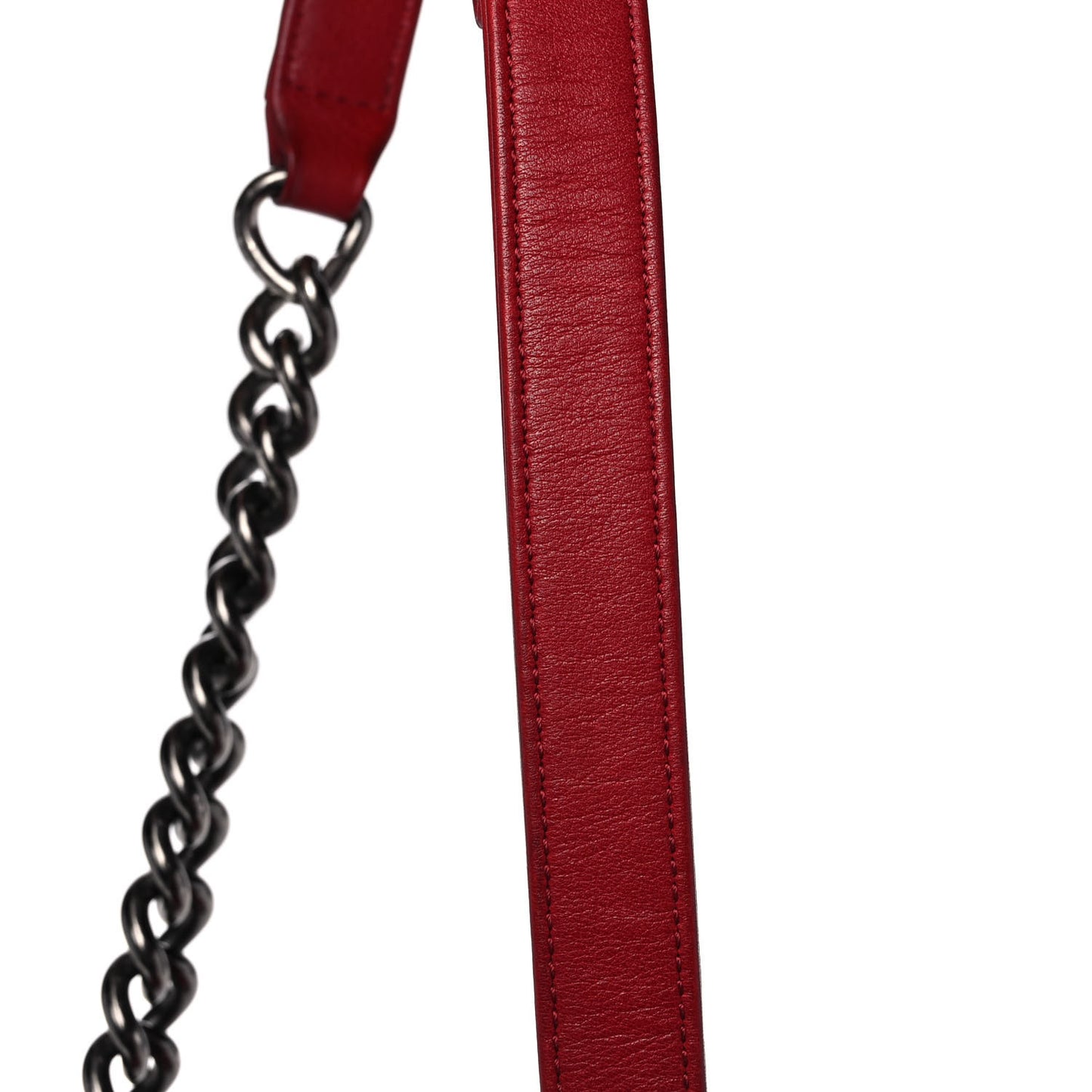 Calfskin Chevron Quilted Medium Boy Flap Dark Red