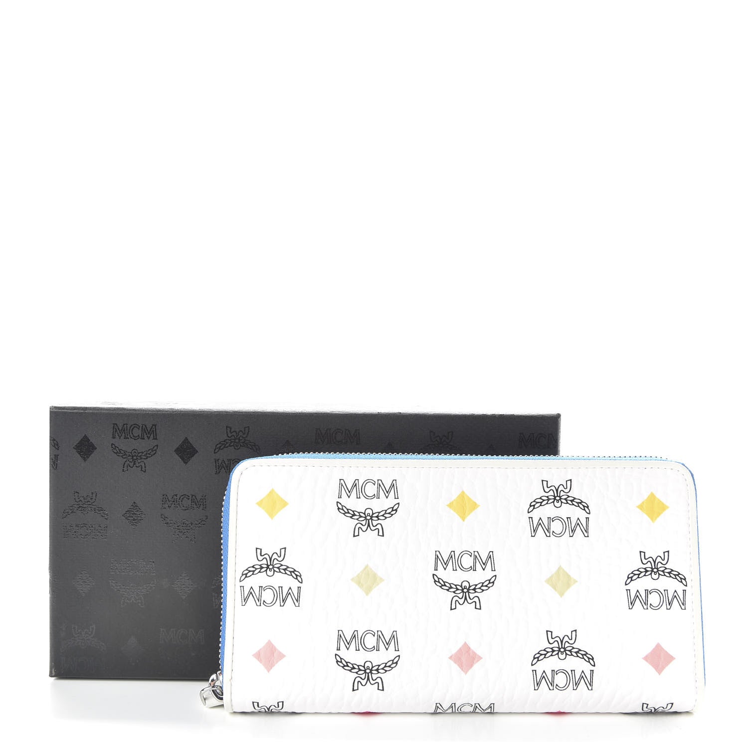 MCM Skyoptic Visetos Zip Around Wallet Diamond White 7 of 7