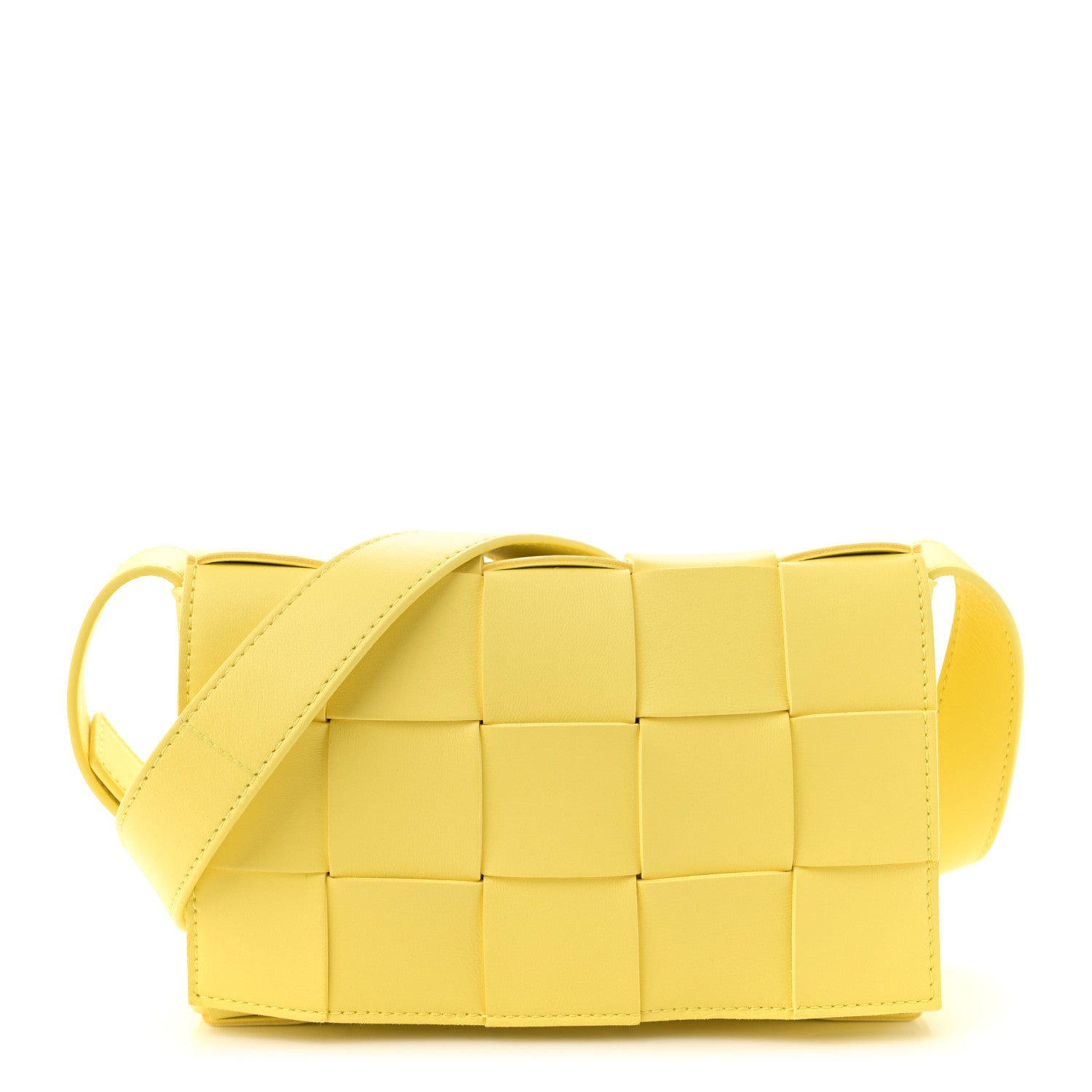 Bottega Veneta Lambskin Maxi Intrecciato Small Cassette Crossbody Bag Lemonade 1 of 10
