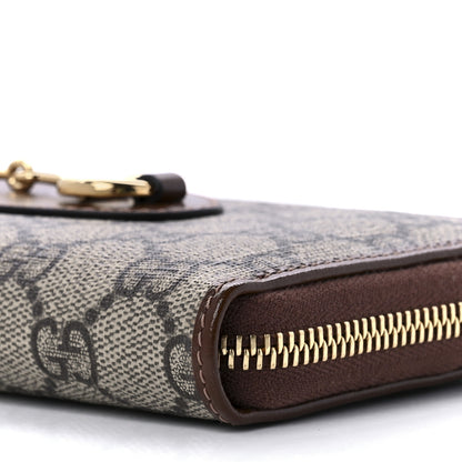 Gucci GG Supreme Monogram Azalea Calfskin Horsebit 1955 Zip Around Wallet Beige Ebony Brown Sugar 7 of 11