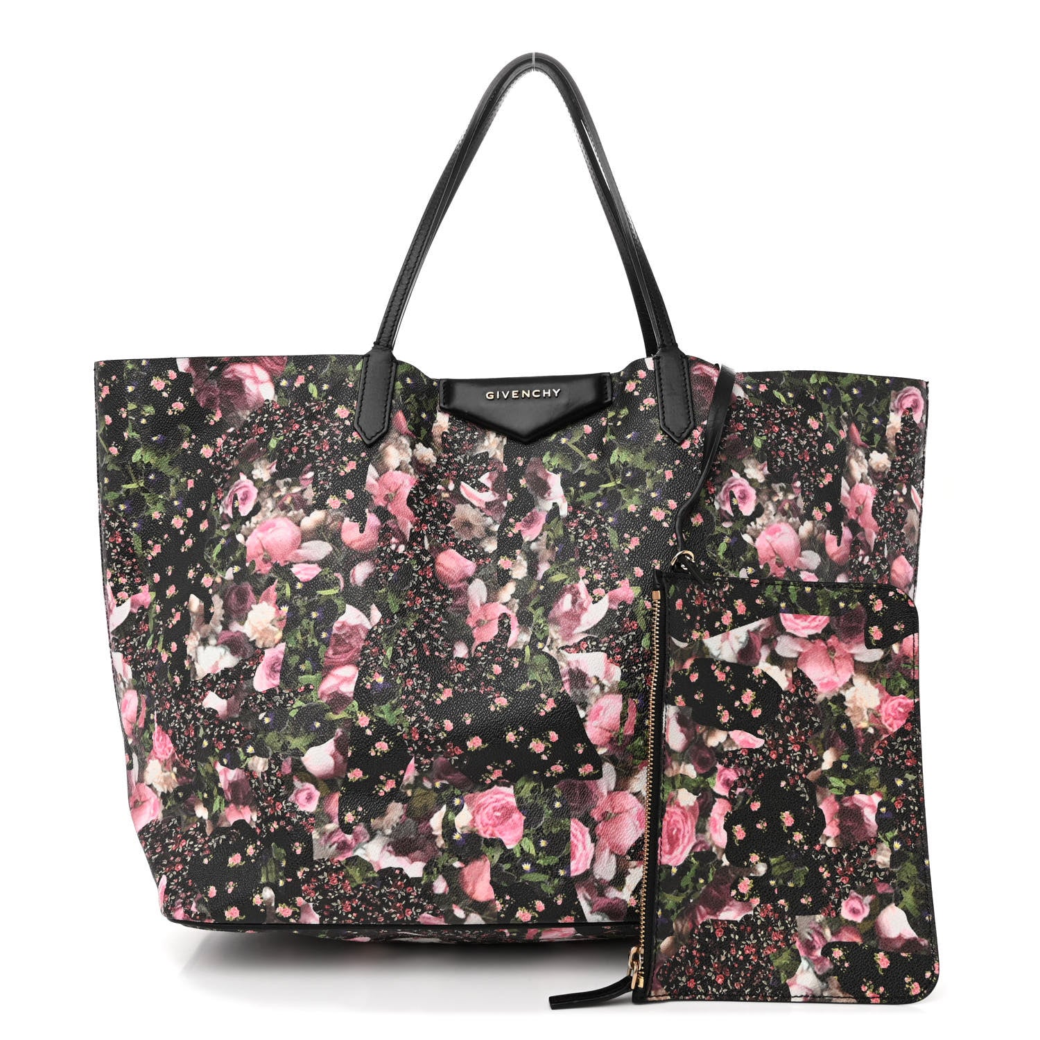 Givenchy Textured Coated Canvas Roses Camouflage Print Large Antigona Tote Black 1 of 13
