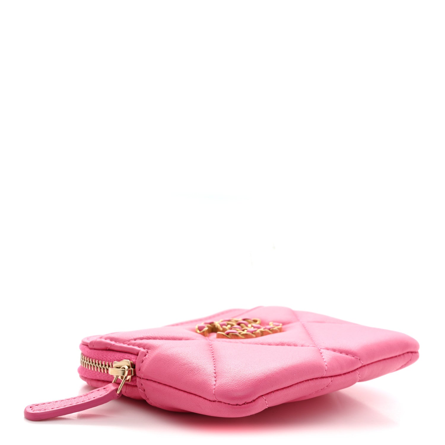 Chanel Quilted Chanel 19 Zip Card Holder Wallet Pink 4 of 7