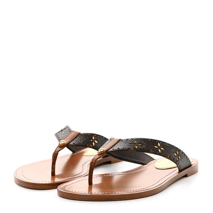 Louis Vuitton Monogram Sunny Flat Thong Sandals 37.5 Brown 3 of 8