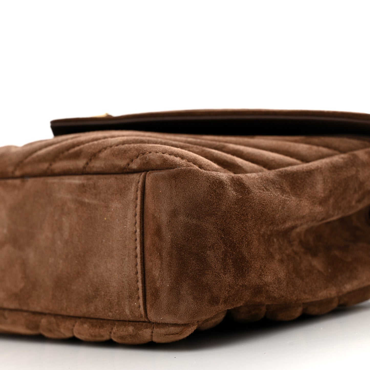Suede Matelasse Chevron Monogram Medium College Bag Bark Brown