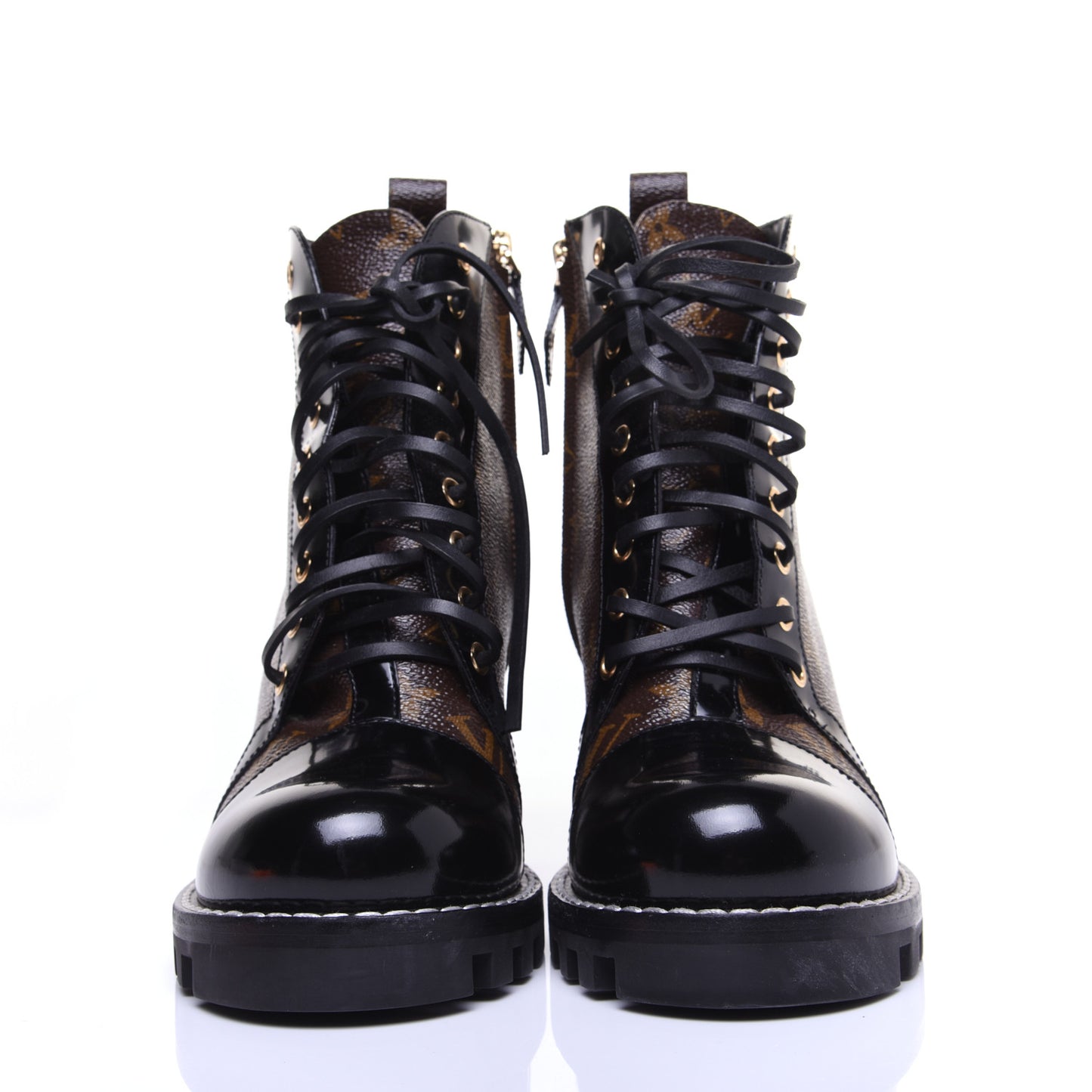 Patent Calfskin Monogram Star Trail Ankle Boots 41 Black