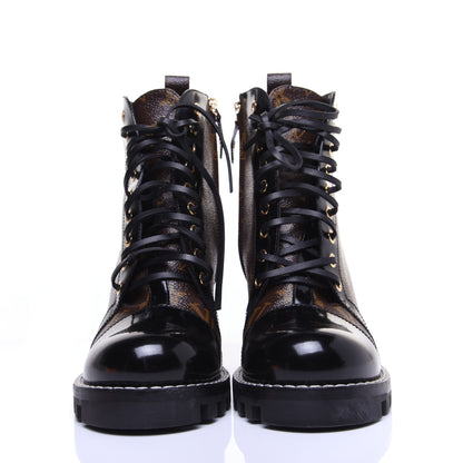 Louis Vuitton Patent Calfskin Monogram Star Trail Ankle Boots 41 Black 2 of 13