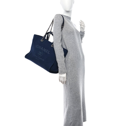 Chanel Mixed Fibers Medium Deauville Tote Navy 2 of 11