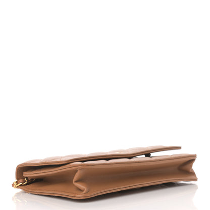 Chanel Lambskin Quilted Wallet on Chain WOC Dark Beige 3 of 12