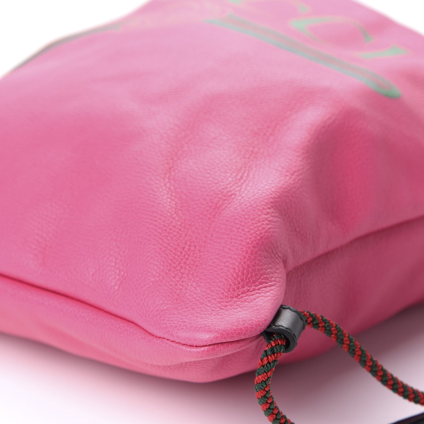 Grained Calfskin Logo Drawstring Backpack Box Pink Green Black